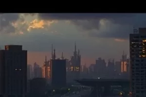 《钢铁厂的春天》横版封面，厂房天窗洒下的斜射光柱