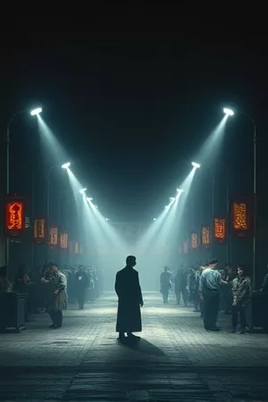 《第七次日落》竖版封面，小镇屋顶上方第七次落下的太阳